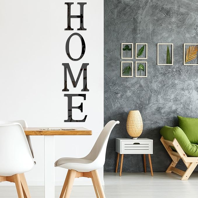 Zonon 3D Home Wall Decor Letter Sign Acrylic Mirror Wall Decor Stickers Family Farmhouse Decals for Home Room Bedroom Mirror Decoration 47x 11.8 Inch(Black)