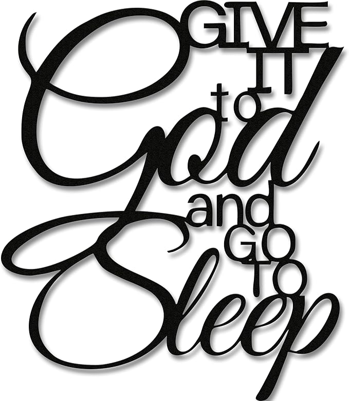 "Give It To God And Go To Sleep" Metal Wall Art,Inspirational Bedroom Sign Above Bed,Elegant Spiritual Decor for Home & Gifts