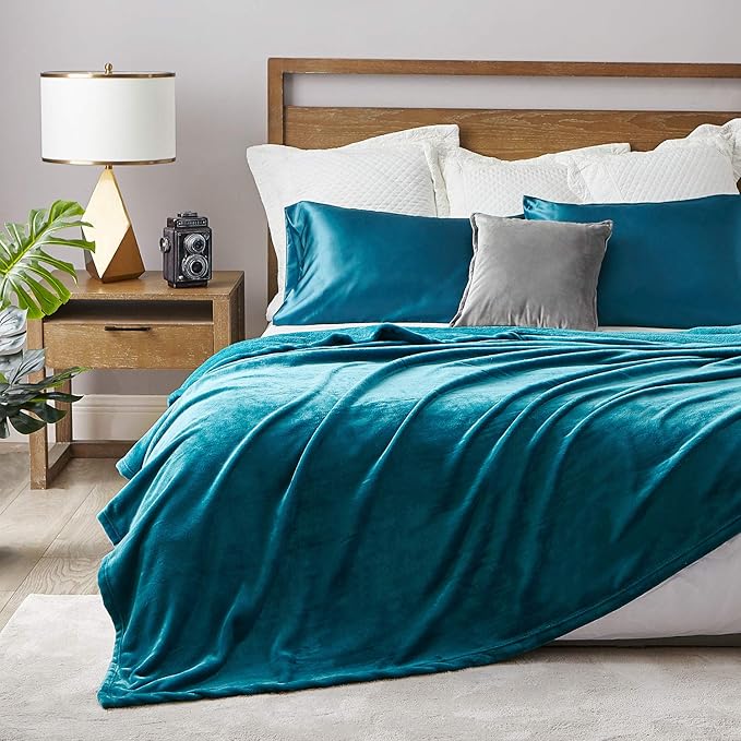 Hansleep Fleece Blanket for Couch Teal, Super Soft Flannel Fuzzy Throw Plush Cozy Blanket for All Seasons, Teal, Throw 50x60 Inches