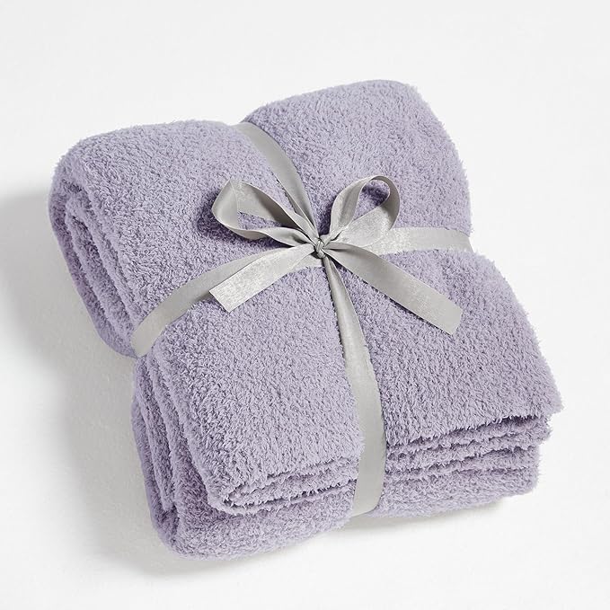 CYMULA Knit Throw Blanket for Couch Purple - Super Soft Lightweight Plush Fuzzy Fluffy Cozy Blankets and Throws for Sofa Bed, 50 x 60 inches