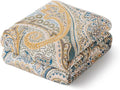 100% Cotton Boho Throw Blanket for Home Decor – Classic Farmhouse Quilt Bedding, Muslin Blankets for Adults, Vintage Woven Decorative Blanket for Couch, Bed Layering Use, Paisley Pattern, 50"x60"