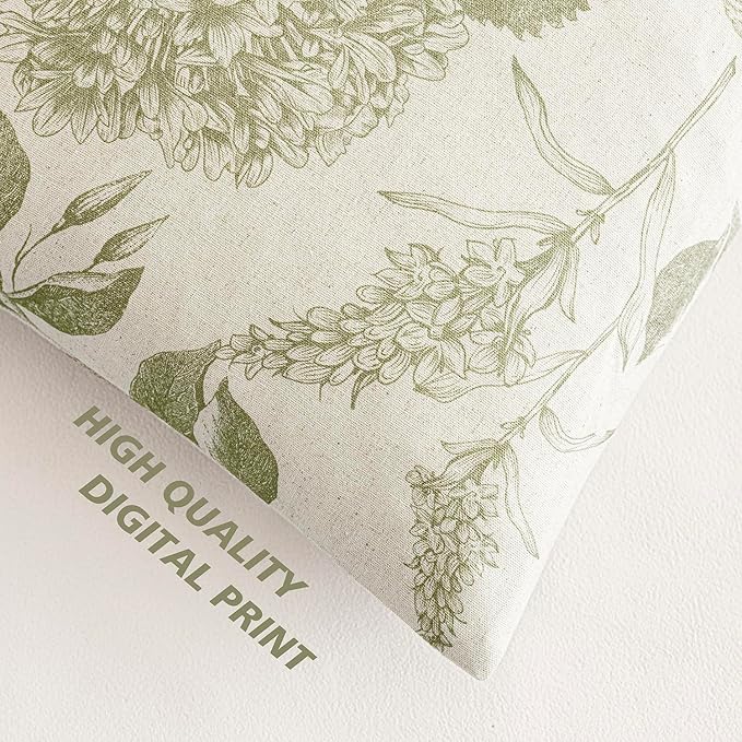 Foindtower Set of 2 Linen Floral Throw Pillow Covers Vintage Accent Print Decorative Cozy Cushion Covers Farmhouse Boho Home Decor for Sofa Chair Couch Bedroom Living Room,24×24 Inch,Light Green