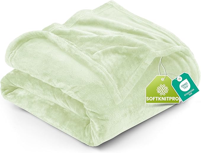 Utopia Bedding Fleece Blanket Queen Size Sage Green 300GSM Luxury Fuzzy Soft Anti-Static Microfiber Bed Blanket (90x90 Inch)