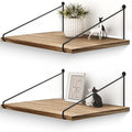 Afuly 12 Inch Deep Floating Shelves for Wall, Rustic Farmhouse Wall Mounted Hanging Shelf Large Wood Organizers Bookshelf, Set of 2