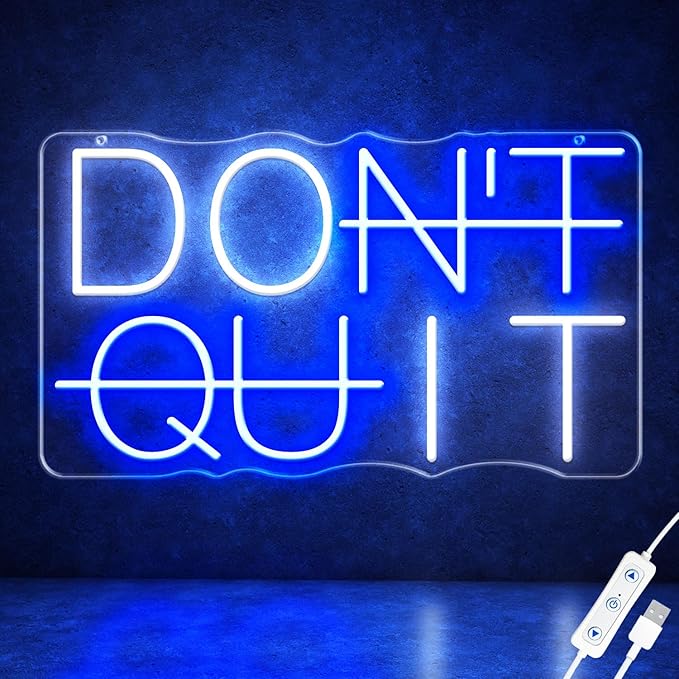 Dimmable Don't Quit Neon Sign for Wall Decor, USB LED Light for Home Gym Bedroom Man Cave Office, DO IT Inspirational Gamer Room Decorations