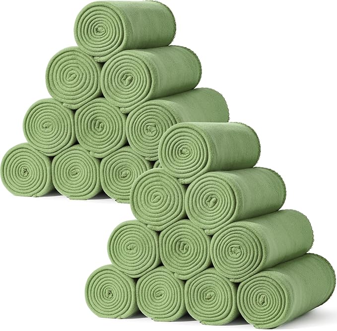 20PCS Sage Green Blankets Bulk 50 X 60, Soft Lightweight Throw Blanket Kit Cozy Blankets Bulk for Bed Sofa Couch Warm Pet Fleece Blanket Set for Wedding Homeless Home Office Travel Gift for Seasons