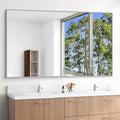KOCUUY Silver Bathroom Mirror, 60"x36" Large Rectangle Bathroom Mirror for Wall, HD Tempered Glass, Anti-Rust Brushed Silver Frame, Modern Design for Bathroom, Bedroom, Hang Horizontal/Vertical