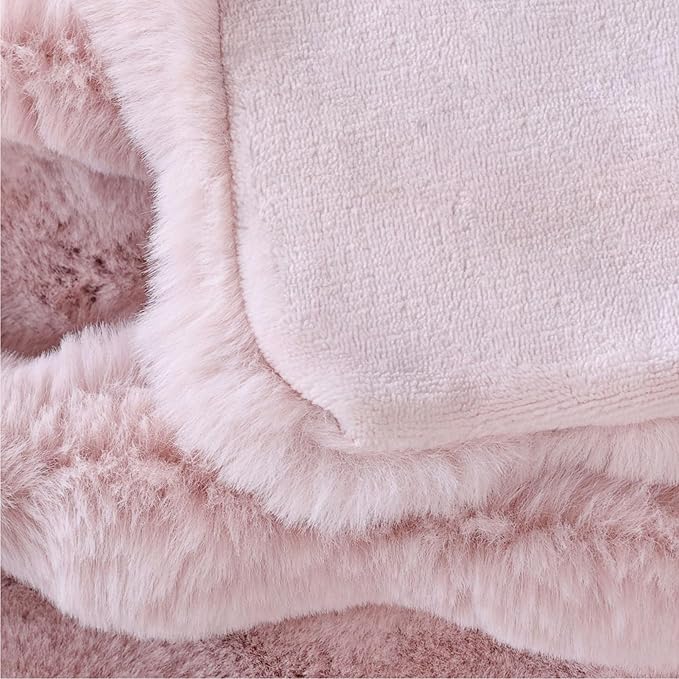 Pink Fluffy Faux Fur Throw Blanket for Bed Couch Living Room Fuzzy Bubble Cozy 50x60 Decorative Throw Blanket Rabbit Fur Bunny Blanket Home Decor 860 GSM