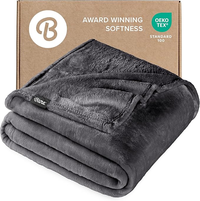 Bare Home Fleece Blanket - Twin/Twin Extra Long - Ultra-Soft Lightweight for Bed, Sofa, and Couch - Luxury Microplush - Cozy Warm Blanket (Twin/Twin XL, Forged Iron Grey)