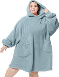 Bedsure Blanket Hoodie, Wearable Blanket Hoodies as Mothers Day Birthday Gifts for Women Men Mom Dad, Warm Cozy Hoodie Blanket Sweatshirt for Adult Women Men, Light Green, Oversize