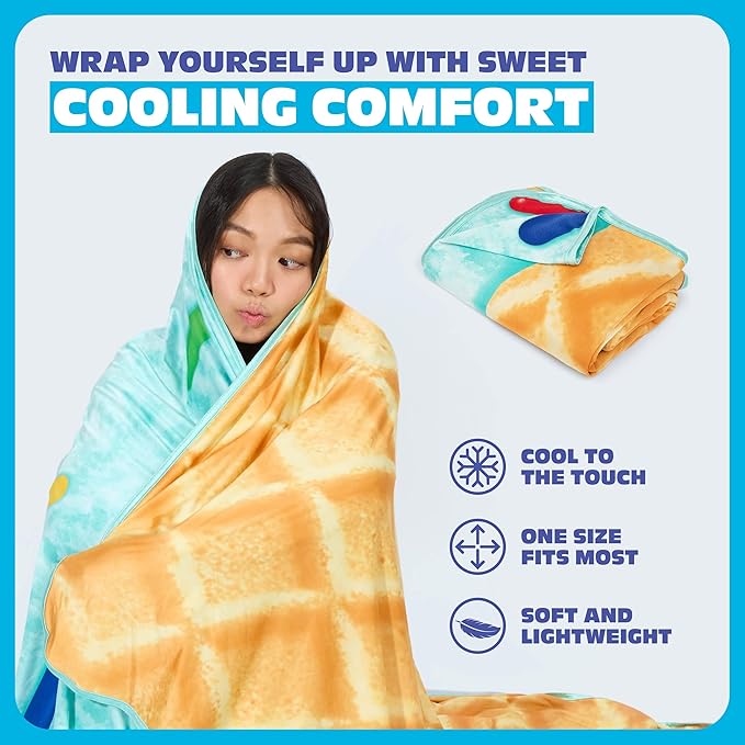 Cozy Concepts Co. Ice Cream Easter Cooling Blanket, Cool Stuff for Cozy Days and Nights, Easter Basket Gift for Kids, Includes 1 Soft Blanket with Ice Cream Design
