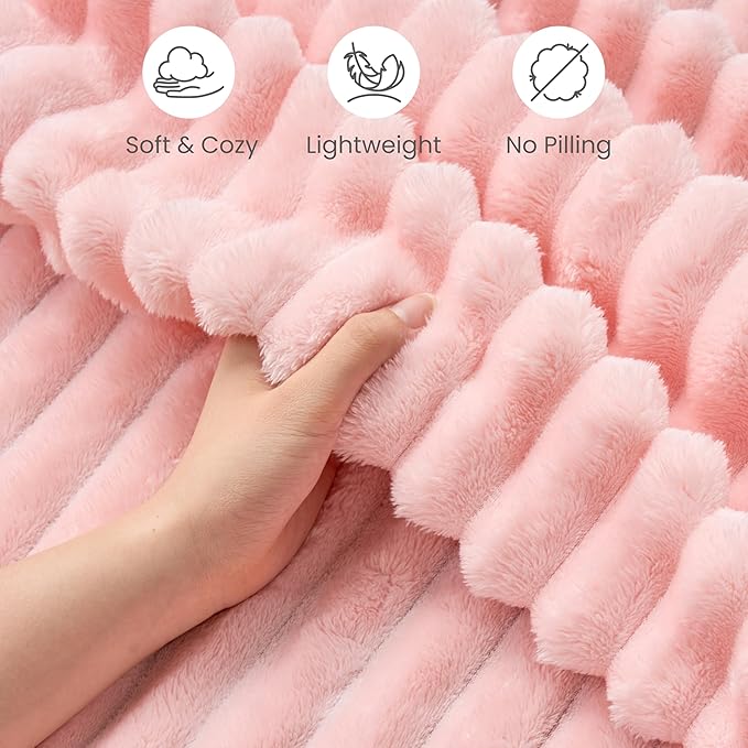 Joiedomi Pink Throw Blanket for Couch, Soft & Warm Pink Fleece Blankets Gifts for Women Mom Girls, Cozy Cute Soft Throw 50x60 Inches