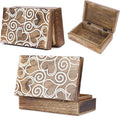 Ajuny Wooden Handmade Decorative Jewelry Storage Box White and Brown Heart Design Multipurpose Treasure Chest Keepsake Organizer Necklaces Watch Boxes Great for Gifts 8x5 Inch