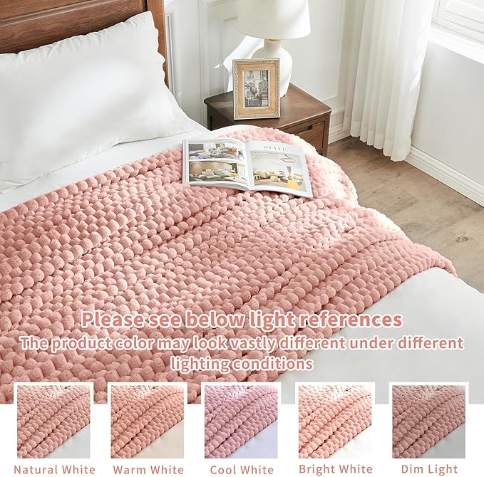 FY FIBER HOUSE Oversized King Blanket 120" x120" Seamless Extra Large Bed Blanket 10' x 10' Super Soft Plush Fuzzy Huge Blankets for Couch Office Sofa, Pink