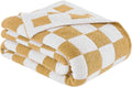 Checkered Throw Blanket, Khaki Soft Cozy Fluffy Knitted Throw Blankets for Couch, Sofa, Bed, Chair, Warm Fuzzy Travel Picnic Lightweight Plaid Blanket, 60x80 inches