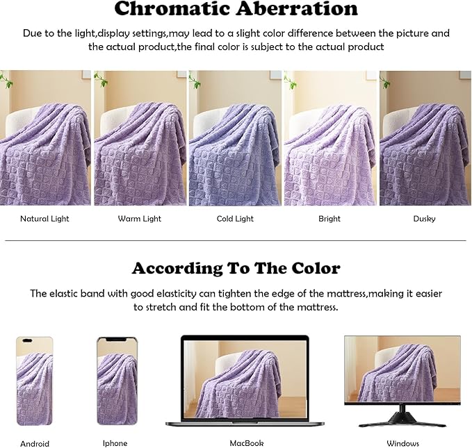 NEWCOSPLAY Super Soft Throw Blanket Lavender Premium Silky Flannel Fleece 3D Heart Checkered Lightweight Bed Blanket All Season Use (Lavender Heart, Throw(50"x70"))