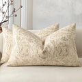 Vintage Floral Print Throw Pillow Covers 12x20 Set of 2 Neutral Modern Farmhouse Pillowcases Accent Decorative Cushion Covers Boho Home Decor for Couch Sofa Chair Bed Living Room, Natural Beige