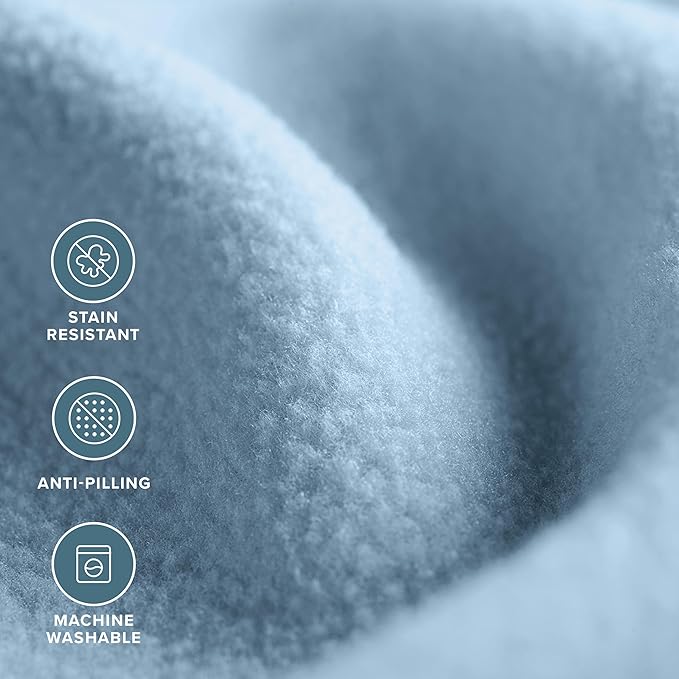 Bare Home Polar Fleece Blanket - Full/Queen - Light Blue - Warm & Cozy - Premium Fleece - Throw for Bed, Sofa, Camping, Travel and Cold Nights - Lightweight Blanket (Full/Queen, Light Blue)