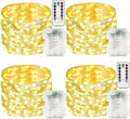 4 Pack Fairy Lights Battery Operated with Remote, 120LED 40FT Twinkle Lights Waterproof Outdoor Indoor Decor, 8 Modes Battery String Light Timer for Christmas Party Wedding Home DIY Décor(Warm White)
