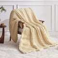 Chunky Knit Throw Blanket, 60''*80'' Knitted Throw Chenille Yarn for Bed Couch, Handmade Oatmeal Crochet Big Thick Blanket, Machine Washable Cute Comfy Blanket for Home Decor