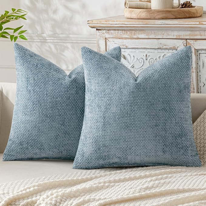 MIULEE Pack of 2 Coastal Blue Throw Pillow Covers 22x22 Inch Summer Modern Boho Accent Decorative Pillow Covers Soft Farmhouse Cushion Covers for Home Decor Couch Bed Sofa Living Room