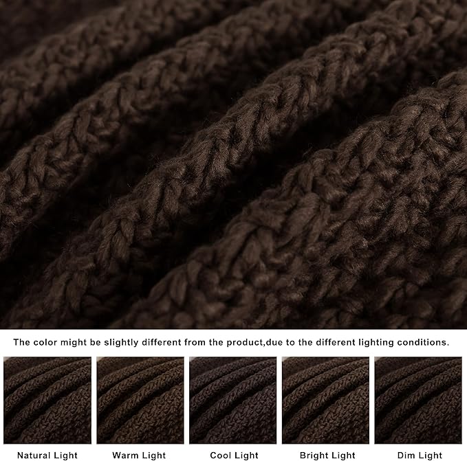 WDCOZY Chunky Cable Knit Throw Blanket Super Soft Warm Knitted Throw Blanket for Couch, Sofa, Chair, Bed Lightweight Breathable Cozy Comfortable Home Decorative Brown Chocolate Coffee 60x80 Inches