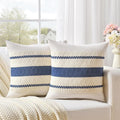Fancy Homi Set of 2 Dusty Blue Vintage Big Decorative Throw Pillow Covers 24x24 Inch for Couch Bed Sofa Chair Bedroom, Rustic Retro Square Cushion Case, Modern Farmhouse Boho Living Room Decor Indoors