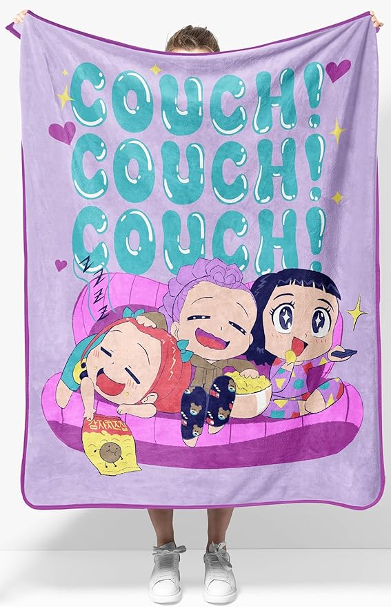 Jay Franco Kids Plush Throw Blanket – Ultra Soft Cozy Plush Fleece for Bed, Couch, Sofa, Home Décor, Official Licensed Huntrix, Purple - Kpop Demon Hunters, 40x50 - Travel Throw