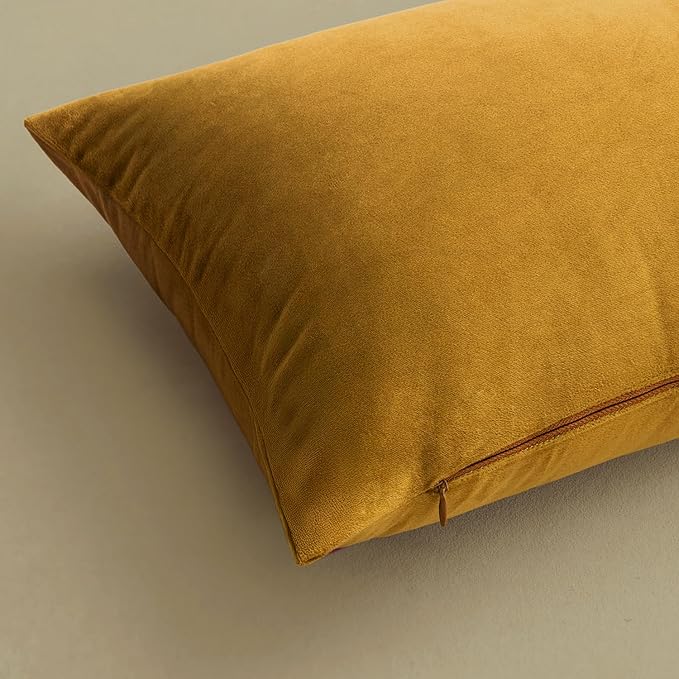 MIULEE Pack of 2 Mustard Yellow Pillow Covers 18x18 Inch Decorative Velvet Throw Pillow Covers Modern Soft Couch Throw Pillows Farmhouse Spring Home Decor for Sofa Bedroom Living Room