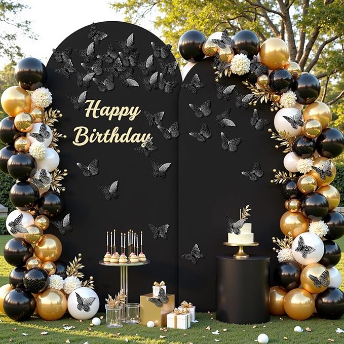 3D Butterfly Wall Decor 96Pcs 3 Sizes 4 Styles Butterfly Party Decorations Cake Decorations Removable Stickers Wall Halloween Decor Room Mural Metallic Kids