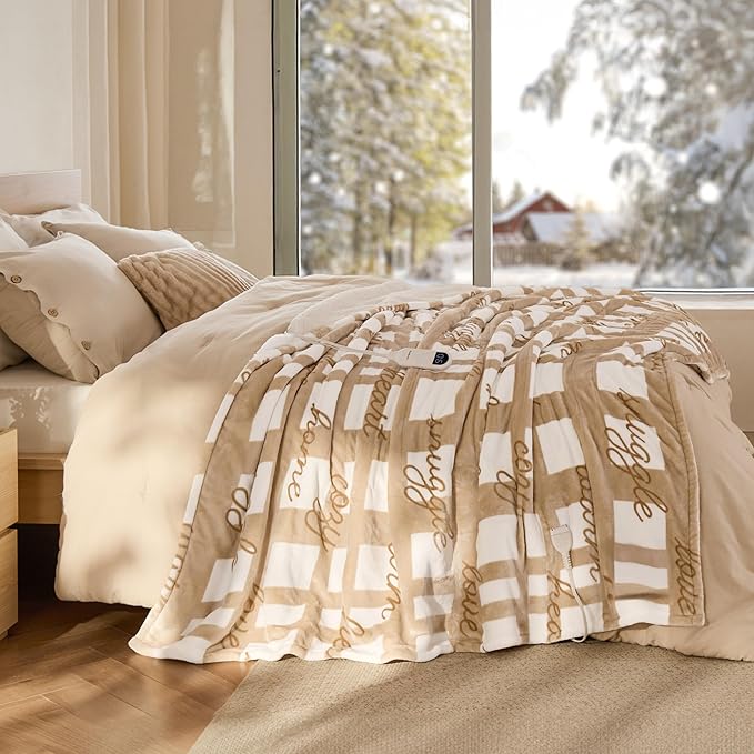 Bedsure Christmas Heated Blanket Throw - Soft Flannel Sherpa Electric Blanket with Pet Pattern, Heated Throw as a Gift, with 6 Heating Levels, 4 Time Settings, and 3-Hour Auto-Off (50x60 inches)