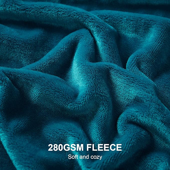 Hansleep Fleece Blanket for Couch Teal, Super Soft Flannel Fuzzy Throw Plush Cozy Blanket for All Seasons, Teal, Throw 50x60 Inches