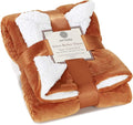 Genteele Sherpa Throw Blanket Super Soft Reversible Ultra Luxurious Plush Blanket, 40 x 50 inches, Burnt Orange/White