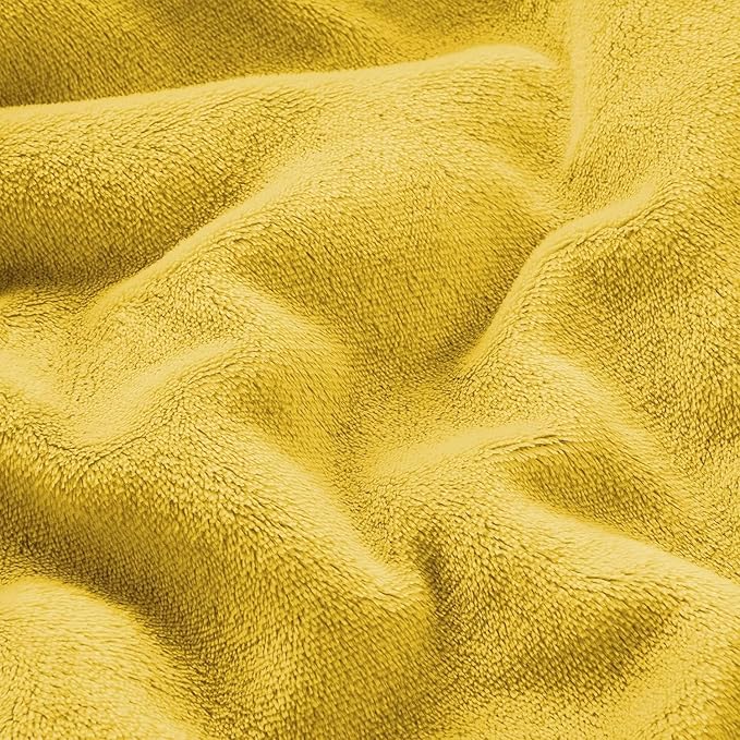 IR Imperial Rooms Gold Sherpa Fleece Queen Size Blanket for Bed - Thick and Warm Blanket for Winter Reversible Soft and Fluffy Blankets Queen Size, Yellow, 90x90 Inches