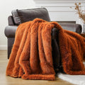 BATTILO HOME Luxury Fall Faux Fur Throw Blanket, Orange Faux Fur Blanket for Couch, Home Decor, Fall Decor, Soft Fluffy Fur Throws with Long Pile, 50"x60"