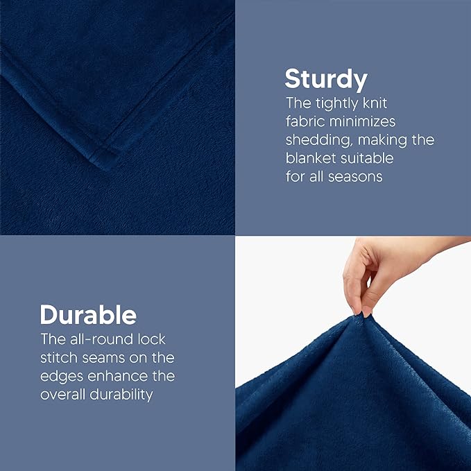 Utopia Bedding Fleece Blanket Twin Size Navy (60x80 Inches) Ultra Soft Warm Lightweight Microfiber Breathable Anti-Static Cozy Winter Bed Blanket, All-Season Home Decor Gift for Men & Women
