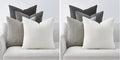 Topfinel Grey Couch Pillow Covers for Living Room 45x45 cm Set of 4,Mid Century Modern White Neutral Corduroy Corn Throw Pillows,Rustic Square Bench Chair Cushion(18 Inch/Grey) (Pack of 2)