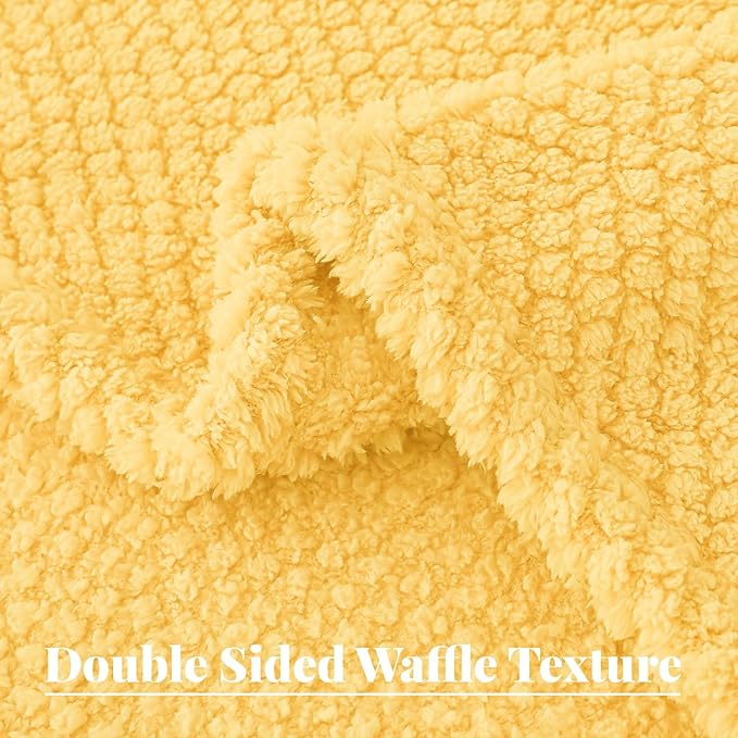 Whale Flotilla Queen Size Fuzzy Fleece Blanket for Bed, 90x90 Inch Fluffy Warm Soft Jacquard Blankets for All Season, Lightweight and Cozy, Yellow