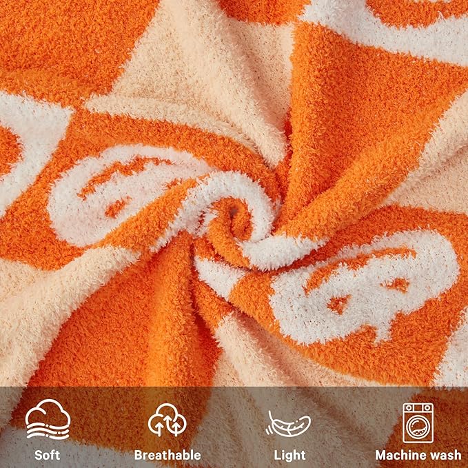 CYMULA Halloween Knit Throw Blanket - Pumpkin Blanket for Couch, Soft Cozy Lightweight Fluffy Blanket for Fall Decor, 60"x80"