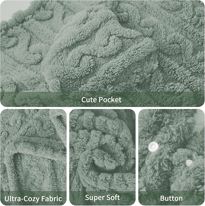 Wearable Blanket Sherpa Fleece Shawl Blanket with Pockets Blanket Poncho Cape for Adults, Cozy Shawl TV Throw Blankets