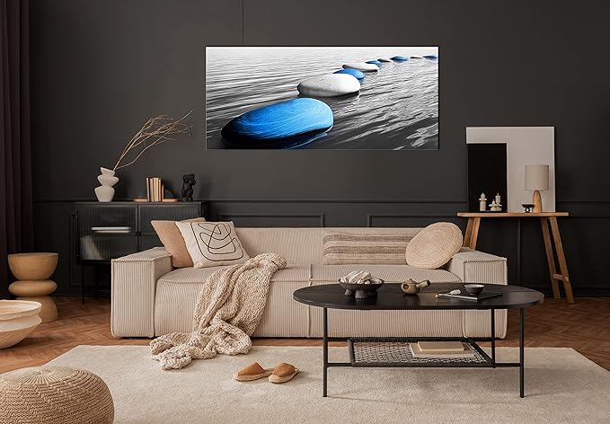 Xxliren Large Canvas Wall Art For Living Room Bedroom Office Blue Stones Wall Art Zen Art Wall Decor Ready To Hang Size 60 x 30 Inch