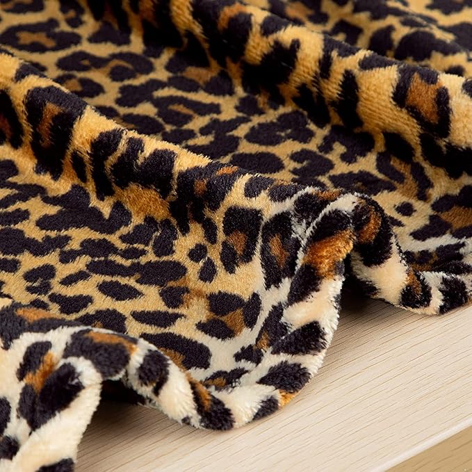 MACEVIA Flannel Fleece Queen Blanket for Couch, Leopard Print Blankets for Adult, Fuzzy Cozy Soft Fluffy Plush Cheetah Blanket for Bed Sofa 260GSM, Suitable for All Seasons (Brown Leopard,90x90inches)