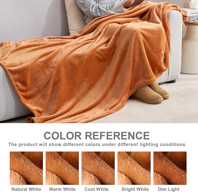 Hansleep Fleece Pumpkin Orange King Blanket, Super Soft Flannel Fuzzy Plush Cozy Blanket for All Seasons, Pumpkin Orange, King 90x108 Inches