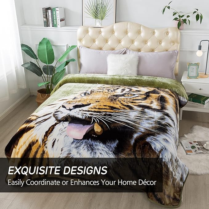 JYK Plush Fleece Blanket Queen Size 91" x 75", 3.7LBs 1 Ply Soft Korean Mink Warm Lightweight Bed Blanket for Autumn Winter