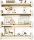 Vailando Floating Shelves for Wall, Set of 4 Solid Wood Wall Mounted Shelves, 16" Rustic Poplar Display Shelf for Bedroom, Living Room, Bathroom, and Kitchen Decor - Heavy-Duty & Natural Pine