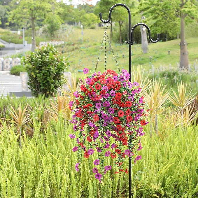 Artificial Flowers for Outdoors Spring Decor, 6 Bundles UV Resistant Realistic Fuax Silk Hanging Flowers, Fake Plants for Planter Indoor Outside Garden Porch Patio Balcony Yard Farmhouse