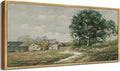 SHENIFY Vintage Framed Wall Art Rustic Country Road Landscape Painting Retro Countryside Scenery Farmhouse Kitchen Living Room Decor - 8x16in Natural Framed