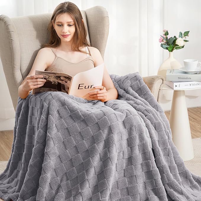 Zyrah Super Soft Throws for Couch Fleece Throw Blanket Lightweight Decorative Fuzzy Cozy Blankets for Sofa Chair Bed (B-Grey, Throw(50"x60"))
