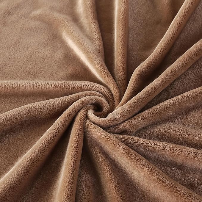 TASTHROW Lightcoffee Throw Blanket 60x80 Inches, Soft Plush Cozy Fleece Flannel Throw Blanket, Lightweight Warm Throws for Bed, Couch, Bedroom and Living Room, All Seasons