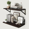 Marsmiles Deep Floating Shelves for Wall - 24 Inch Wide x 12 Inch Deep Wall Shelves Set of 2 - Rustic Wood Floating Shelves for Living Room Bedroom Bathroom